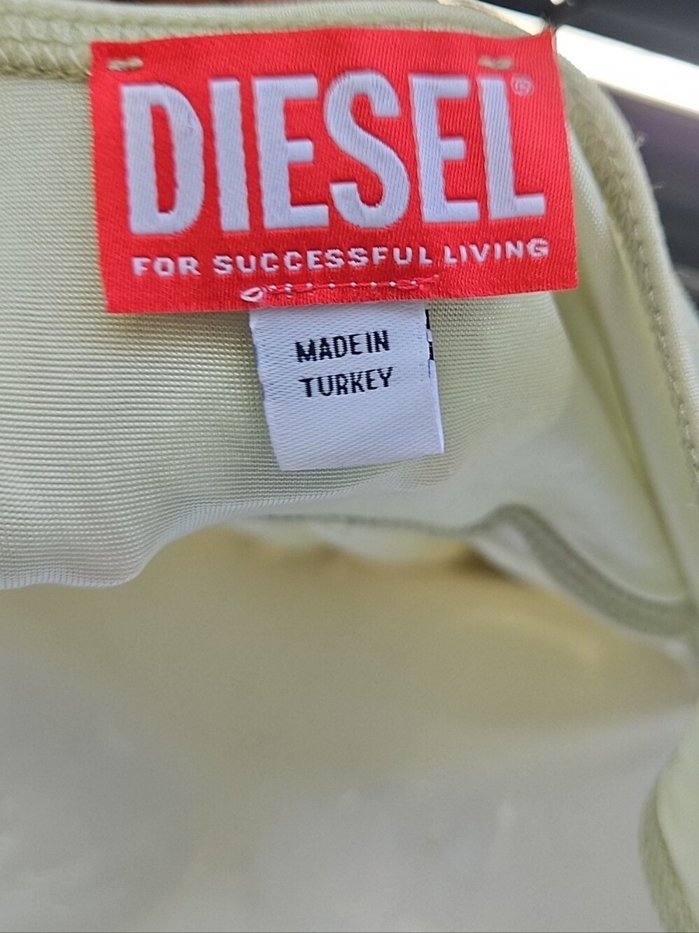 Diesel D Farfy Logo Cream Purple Iridescent Metallic Cutout V-Neck Mini Dress S - Picture 8 of 11